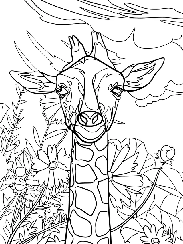 Giraffe in the Flowering Plants