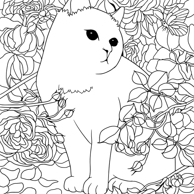 Cat in the Flower丛