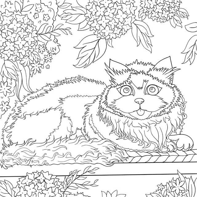 Cat in the Flower - Bed