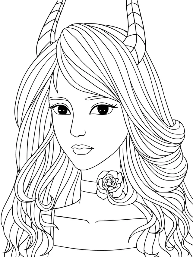 Rose - adorned Girl with Horns