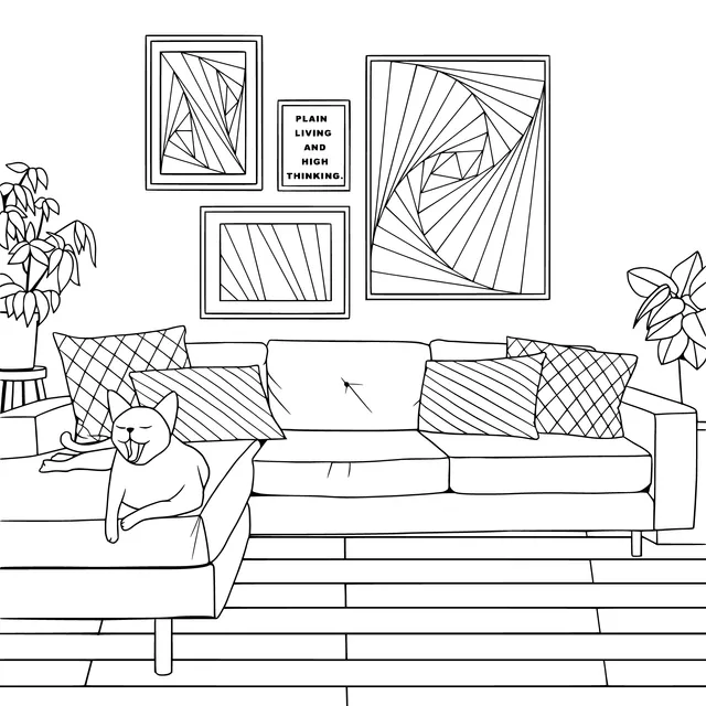 A Resting Dog in a Cozy Living Room