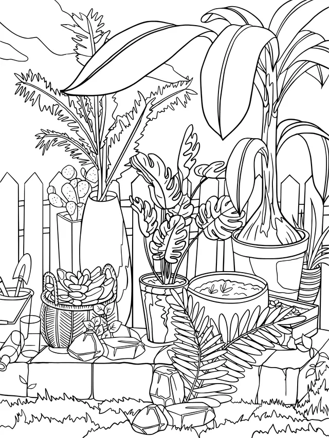 Colorful Potted Plants Scene