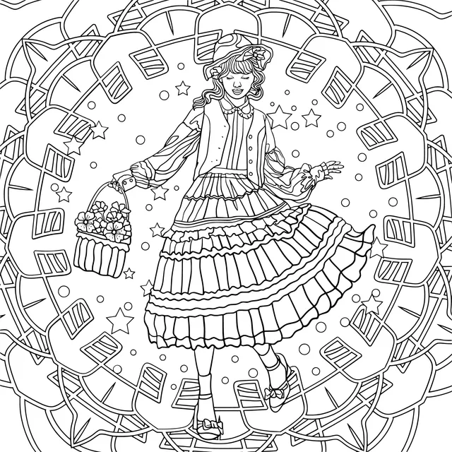Girl Dancing with a Basket