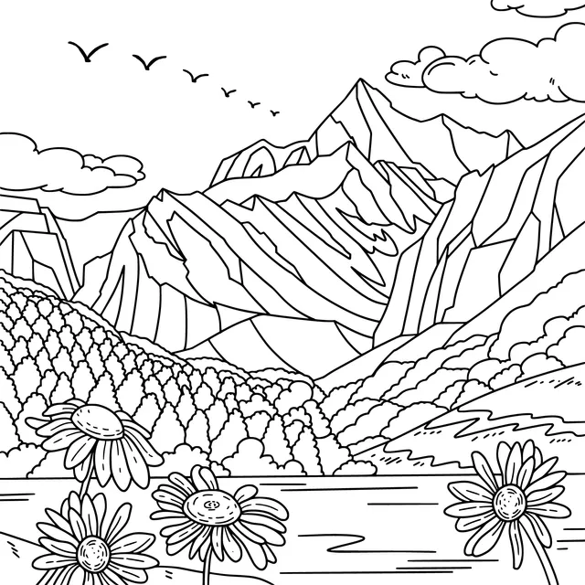 Gorgeous scenery of mountains, rivers and lakes