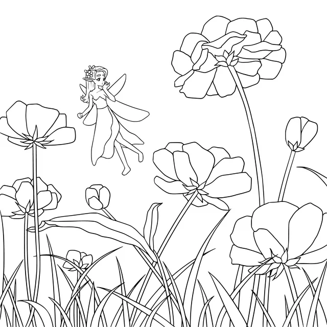 Flower fairy among the flowers