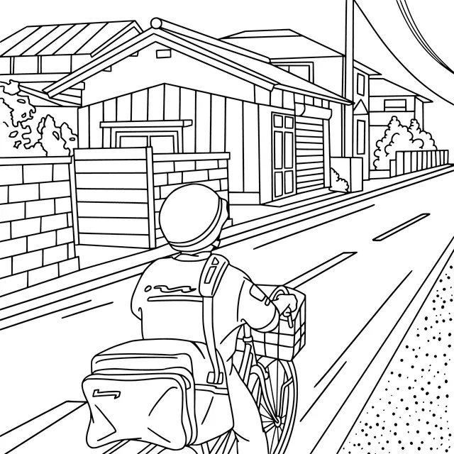 Delivery person cycling on the street