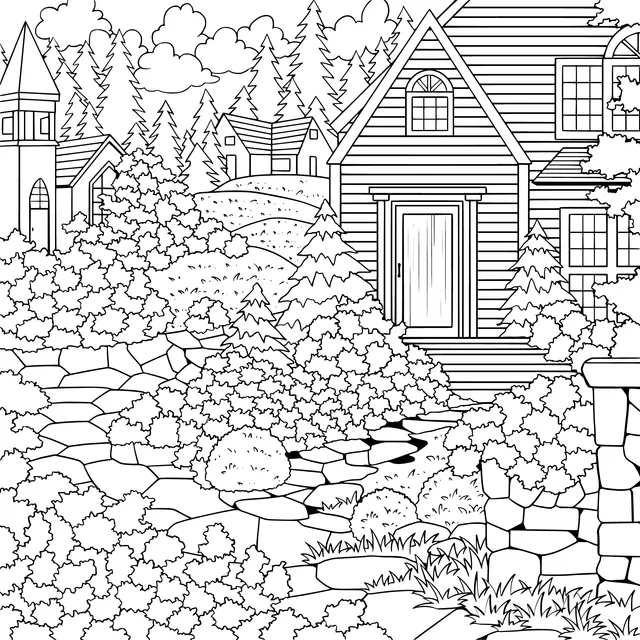 Serene Country Cottage Landscape
