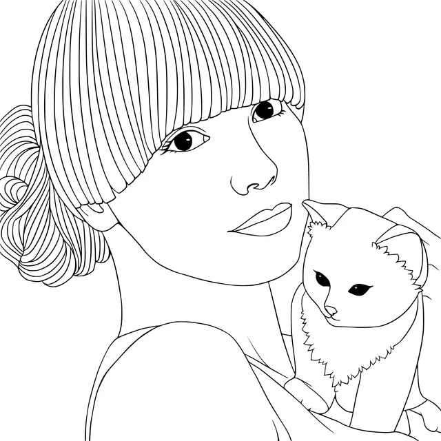 Lady holding a kitten