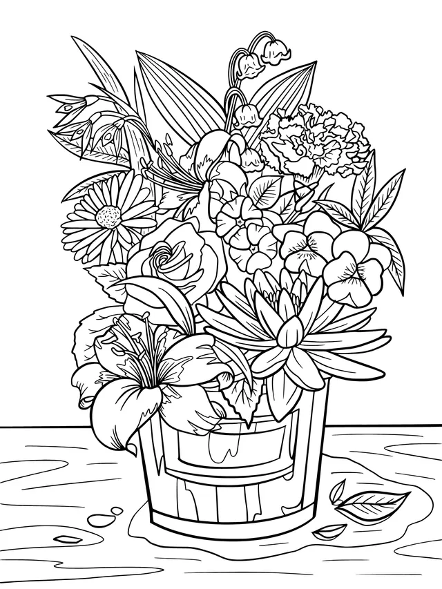 Colorful Flowers in a Bucket