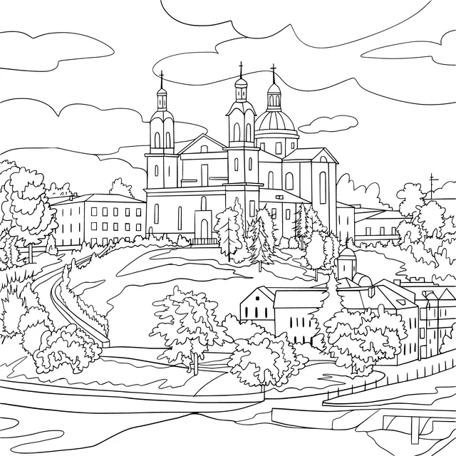 Town and Church on a Hill
