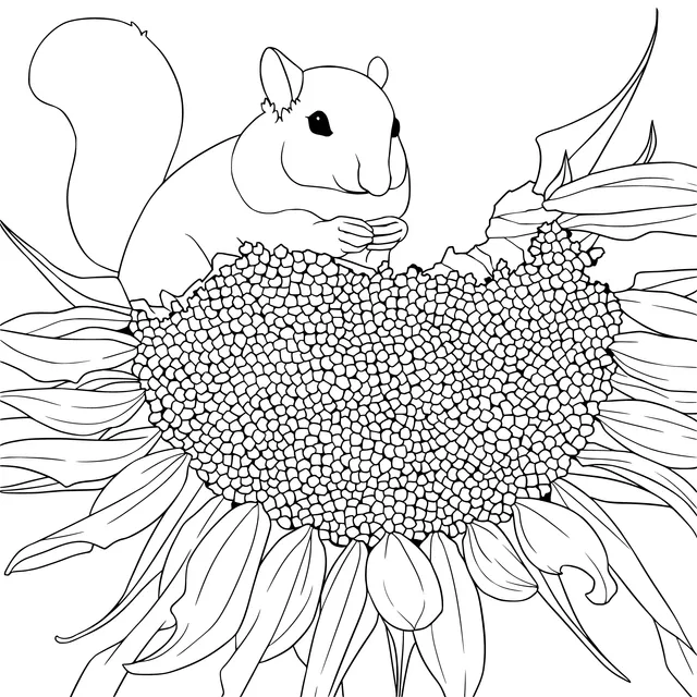 Squirrel and Sunflower