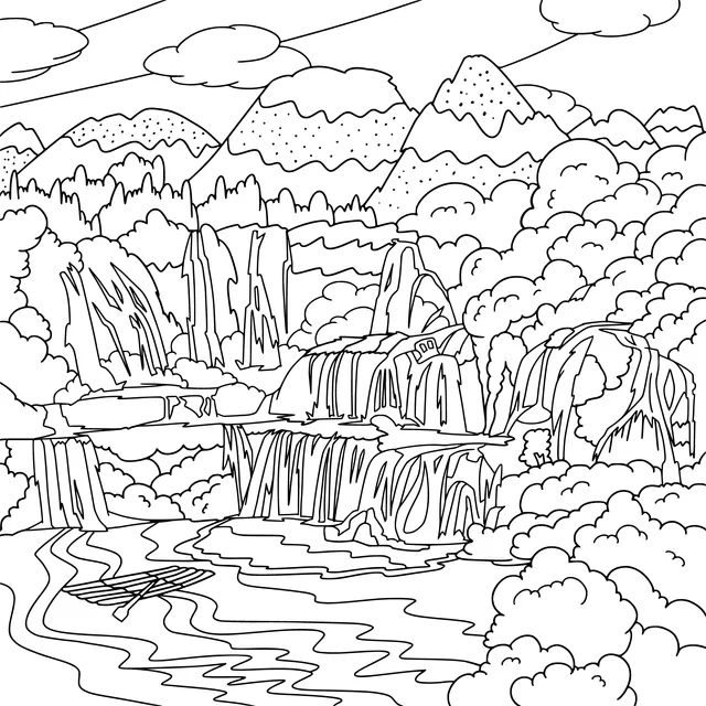 Beautiful Landscape with Waterfalls