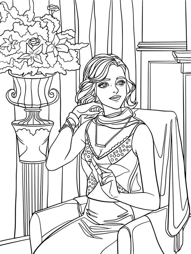 A fashionable lady sitting on a chair