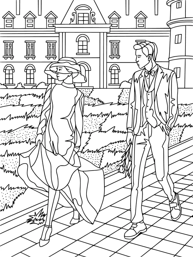Elegant Stroll in the Manor