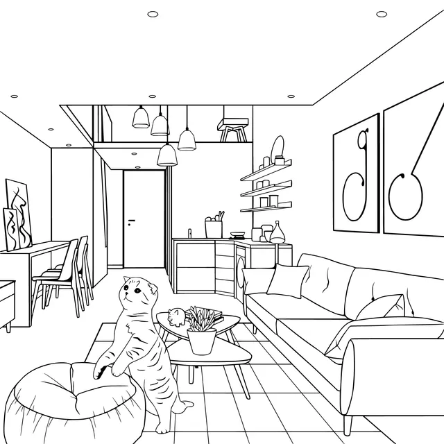 Cute Cat in the Room