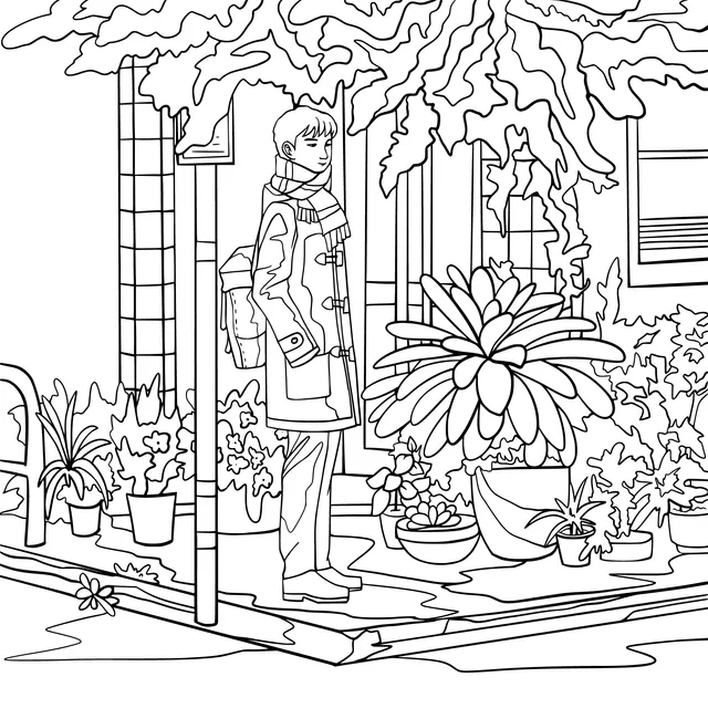 Man standing beside green plants