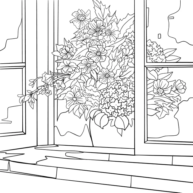 Colorful Bouquet by the Window