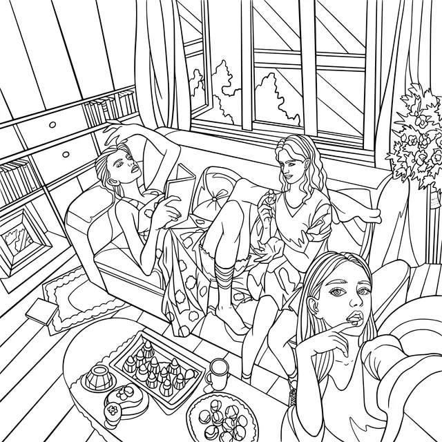 The cozy gathering time of girlfriends