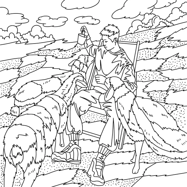 Person interacting with dogs outdoors