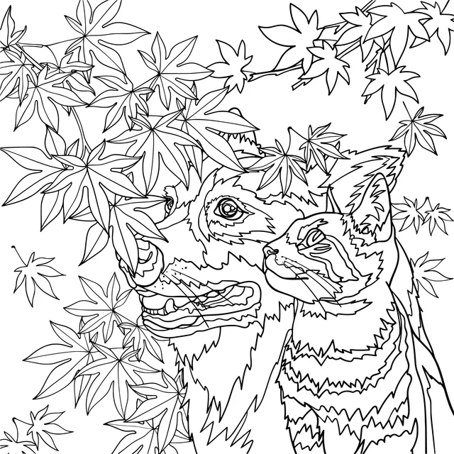 Dog and Cat in Autumn