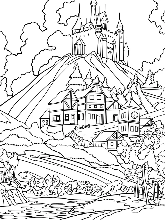 Castle and Village on a Hill