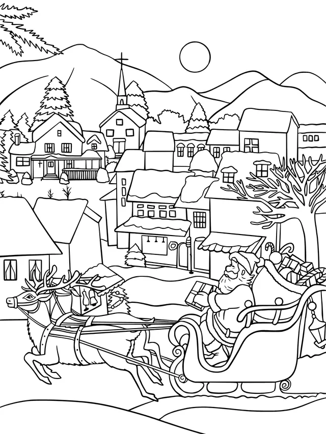 Santa Claus's Journey on a Snowy Night