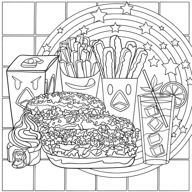 Colorful Fast - food Combo