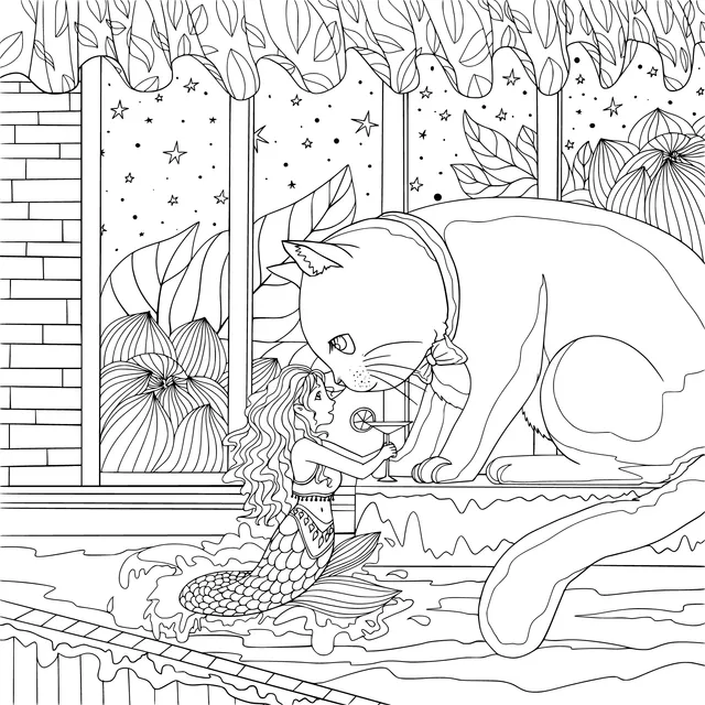 Interaction between a Mermaid and a Big White Cat