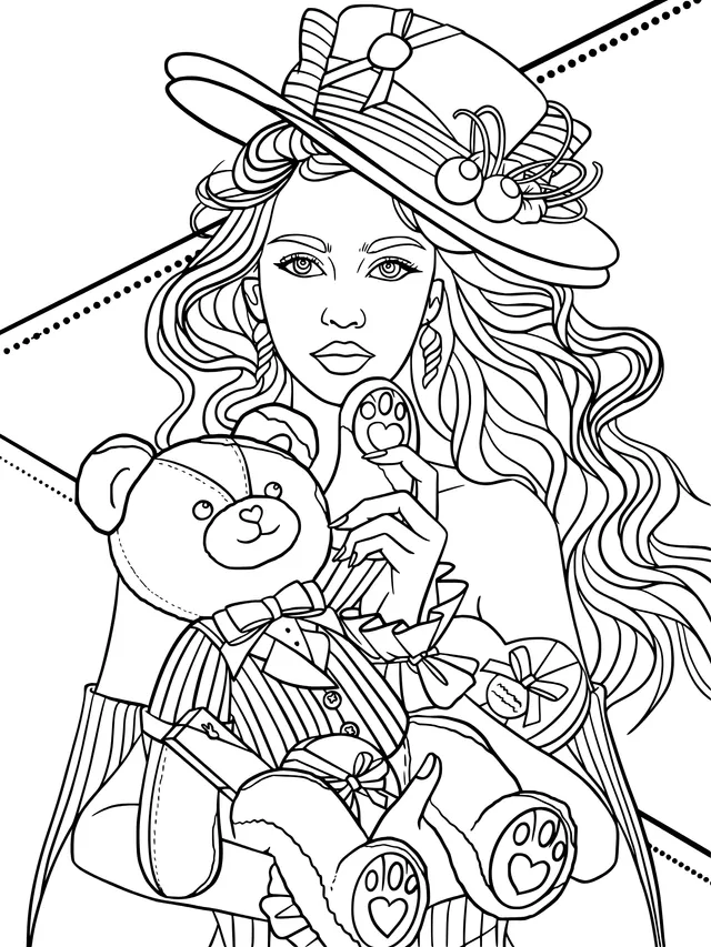 Fashionable Woman Holding a Teddy Bear