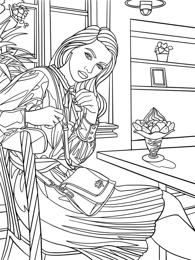 A Stylish Lady Sitting in a Café