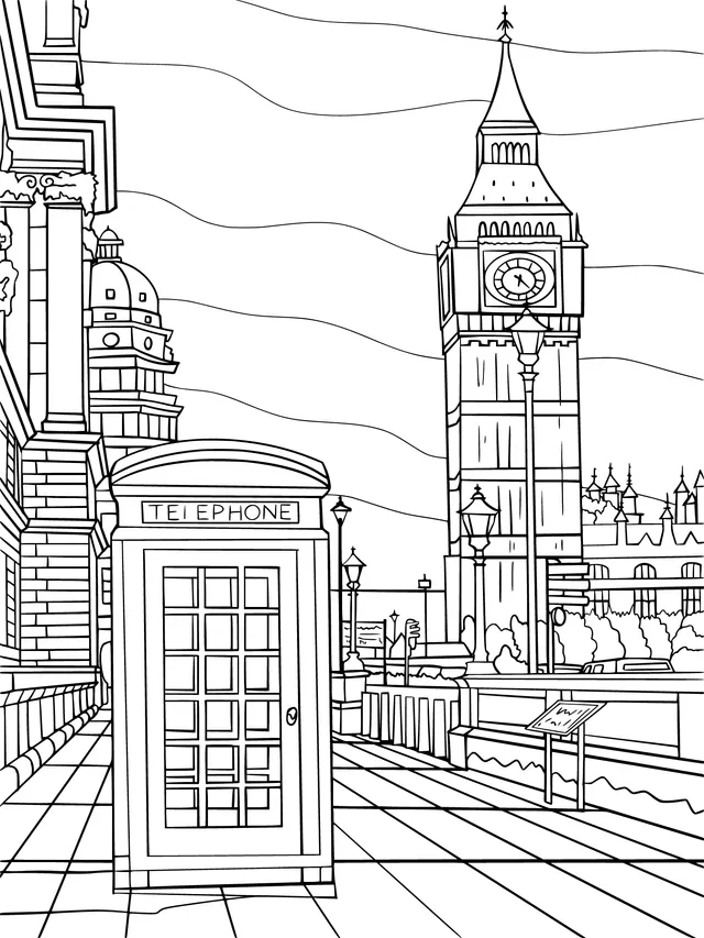 London Street Scene with Iconic Elements