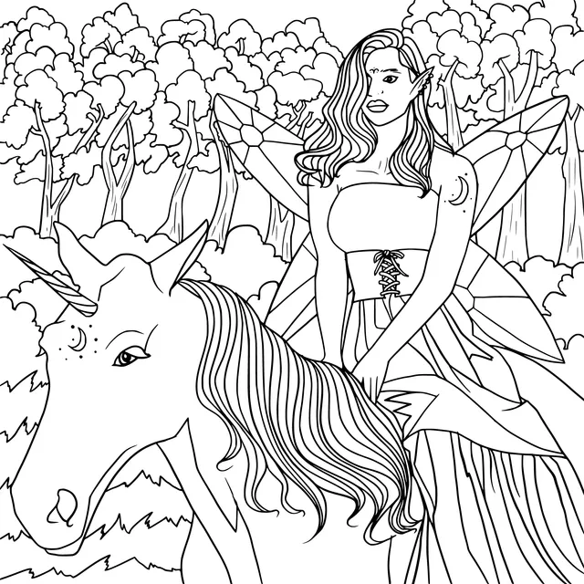 Fairy riding a unicorn