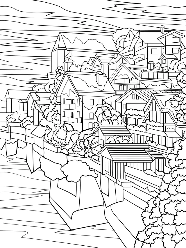 Mountain Village at Dusk