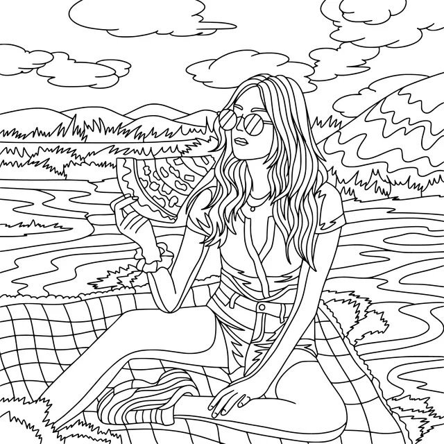 Lady enjoying a picnic