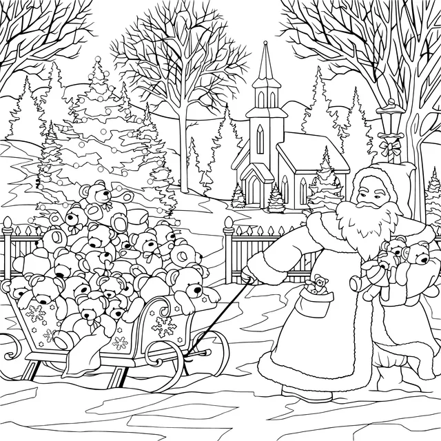 Santa Claus and the Sleigh Full of Teddy Bears