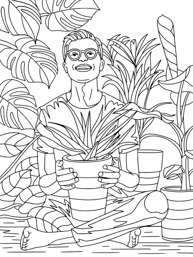 Person with Green Plants