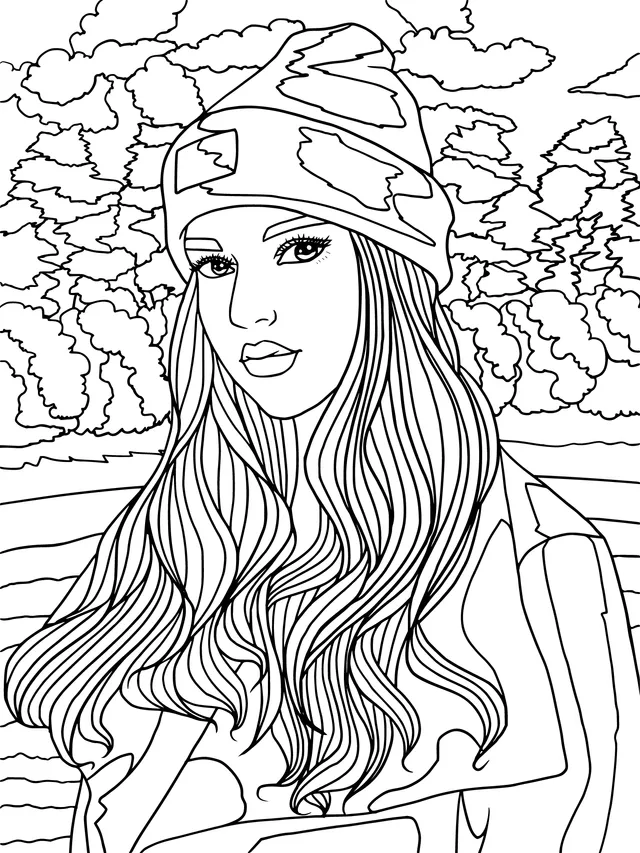 Blue - haired Woman in Autumn