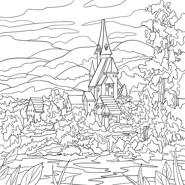 Castle scenery in the countryside