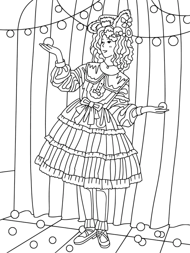 Juggling Girl in Ornate Attire