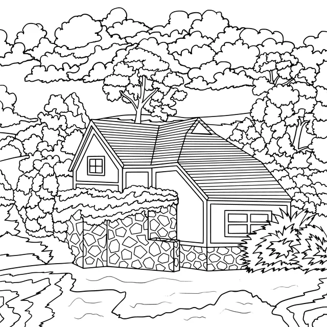 A Cottage in the Shade by the River