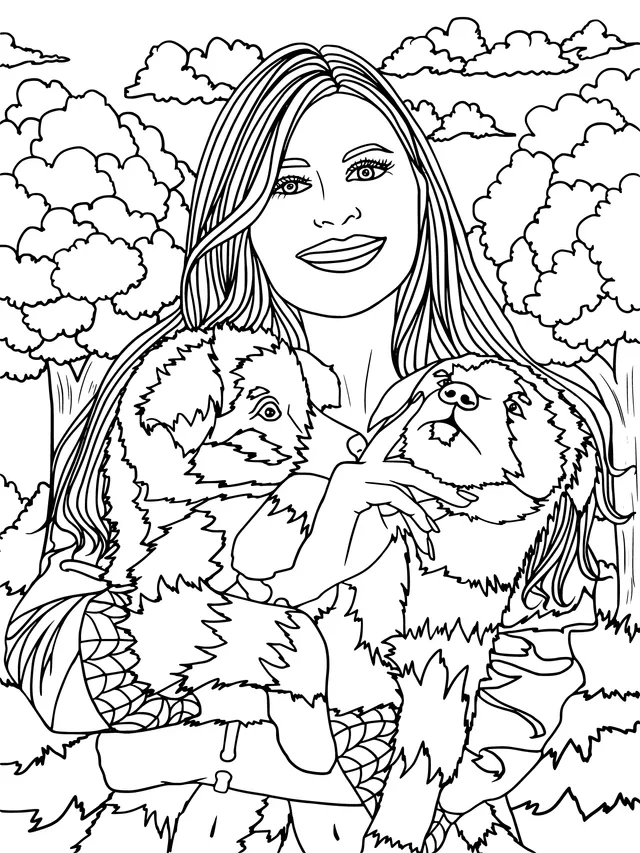 Woman with Two Puppies