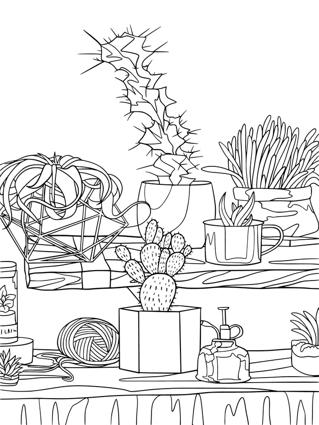 Decorative Shelf with Green Plants