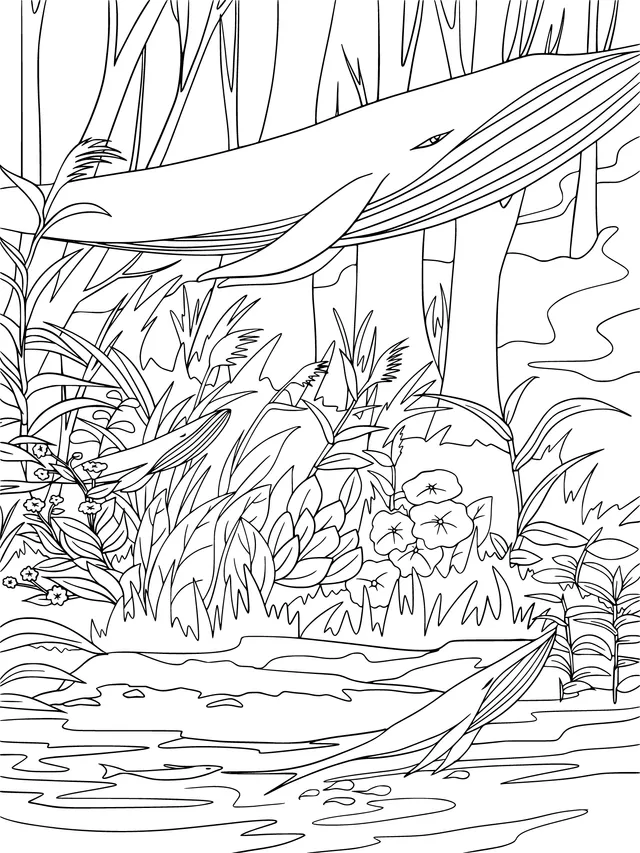 Fantastic Whales in the Forest