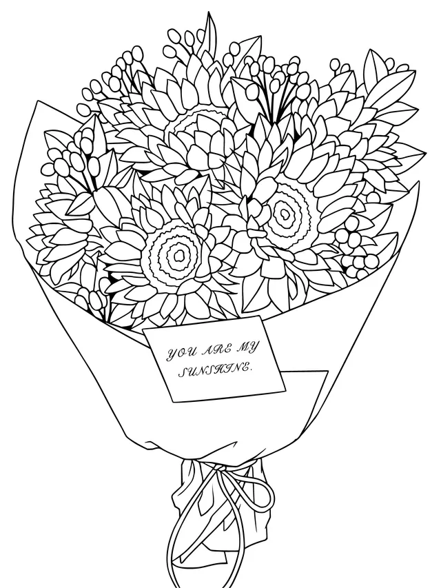 A bouquet of sunflowers with the message 'you are my sunshine'