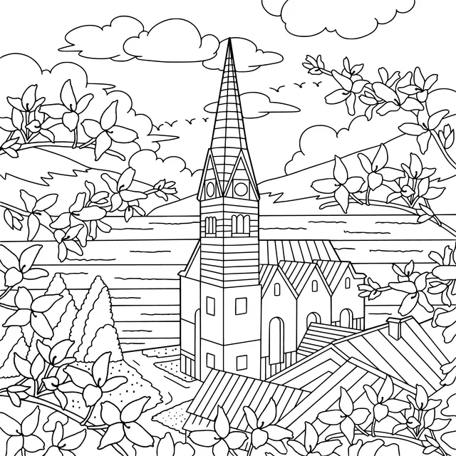 Beautiful View of the Church by the Lake