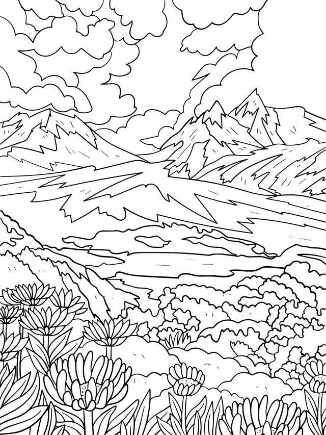 Beautiful Scenery of Flower - filled Mountains