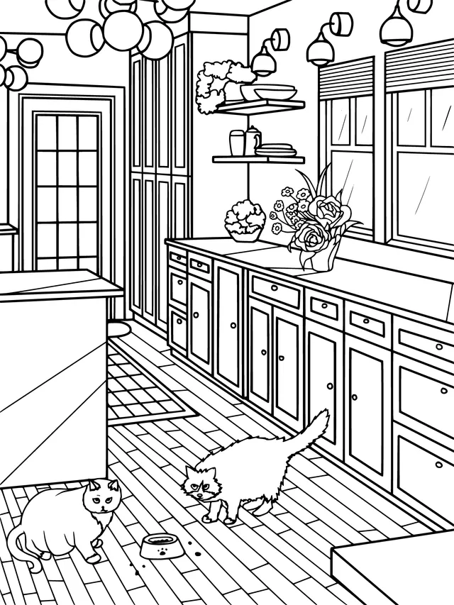 Two cats in the kitchen