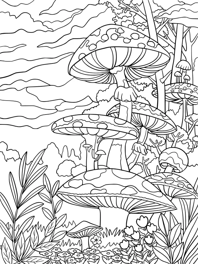 Mushroom landscape in the forest