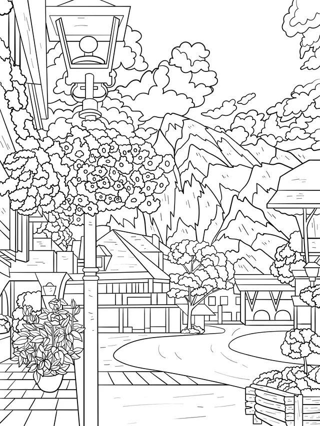 Street view of a mountain town