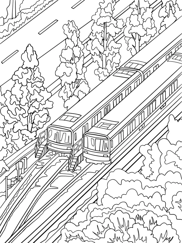Trains on the Tracks in Autumn